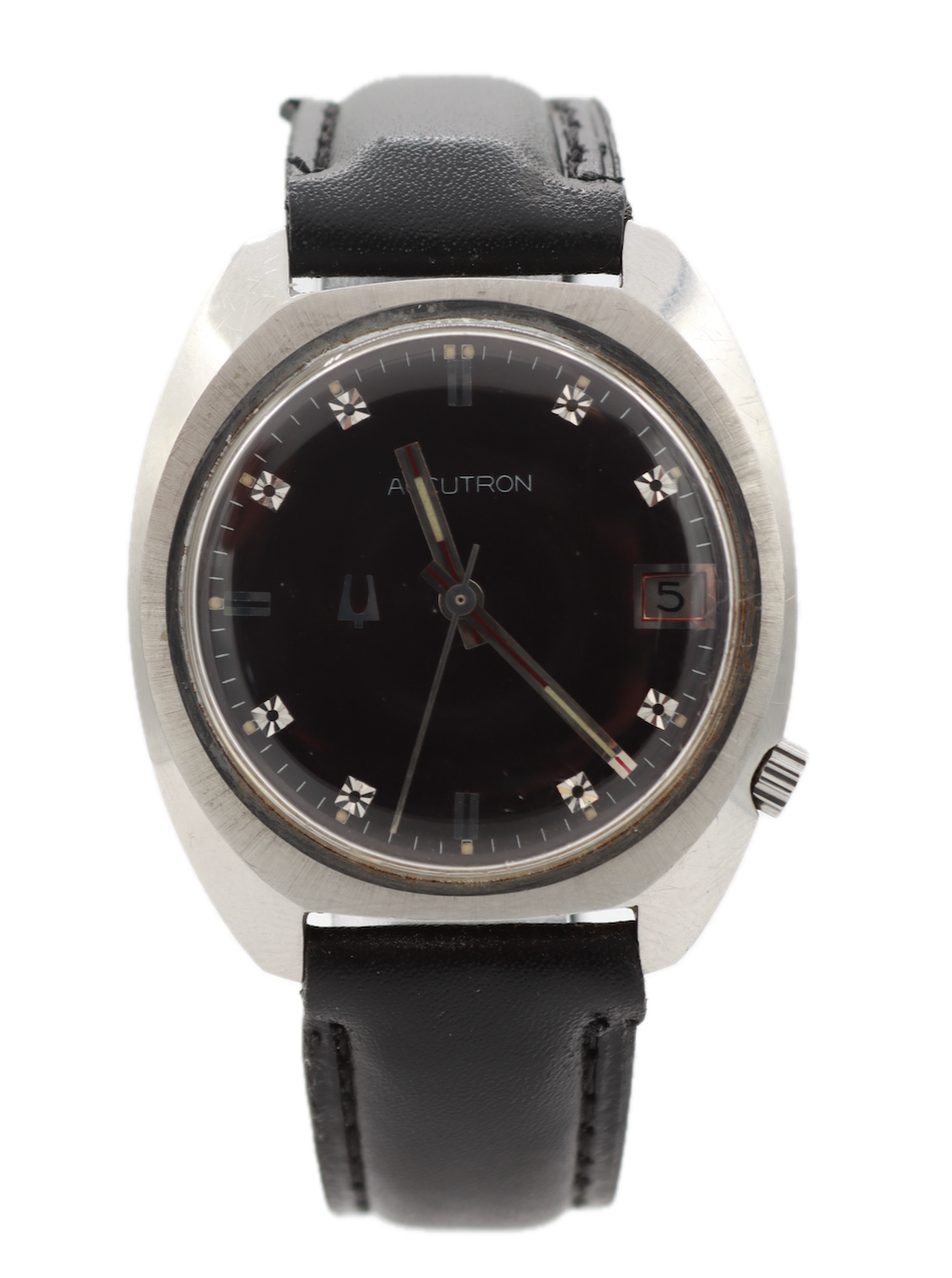 Vintage 1971 Accutron 3133 Black Dial Men's Tuning Fork Wristwatch 218 1 Steel