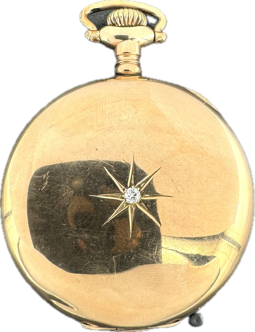 Antique 16S Burlington 3-Finger Bridge Pocket Watch 106 14k GF with Diamond