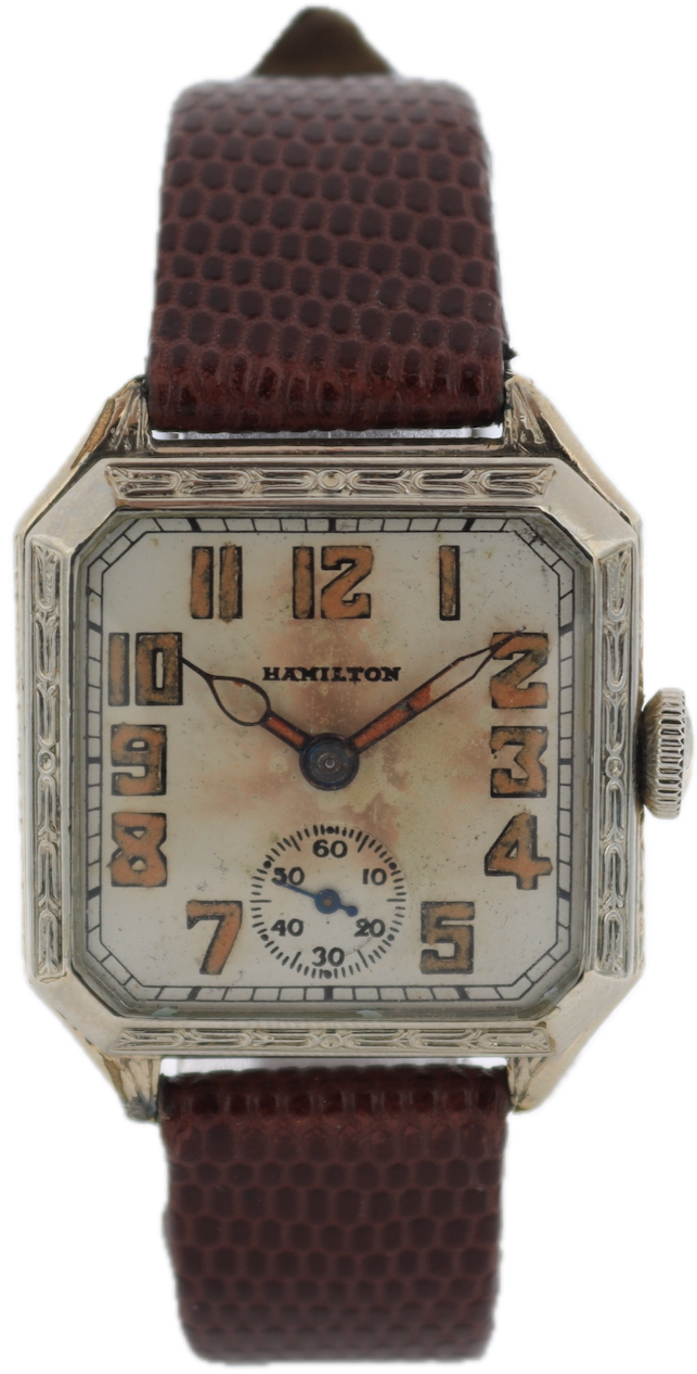 Vintage Hamilton New Square Men's Mechanical Wristwatch 987 USA 14k White GF