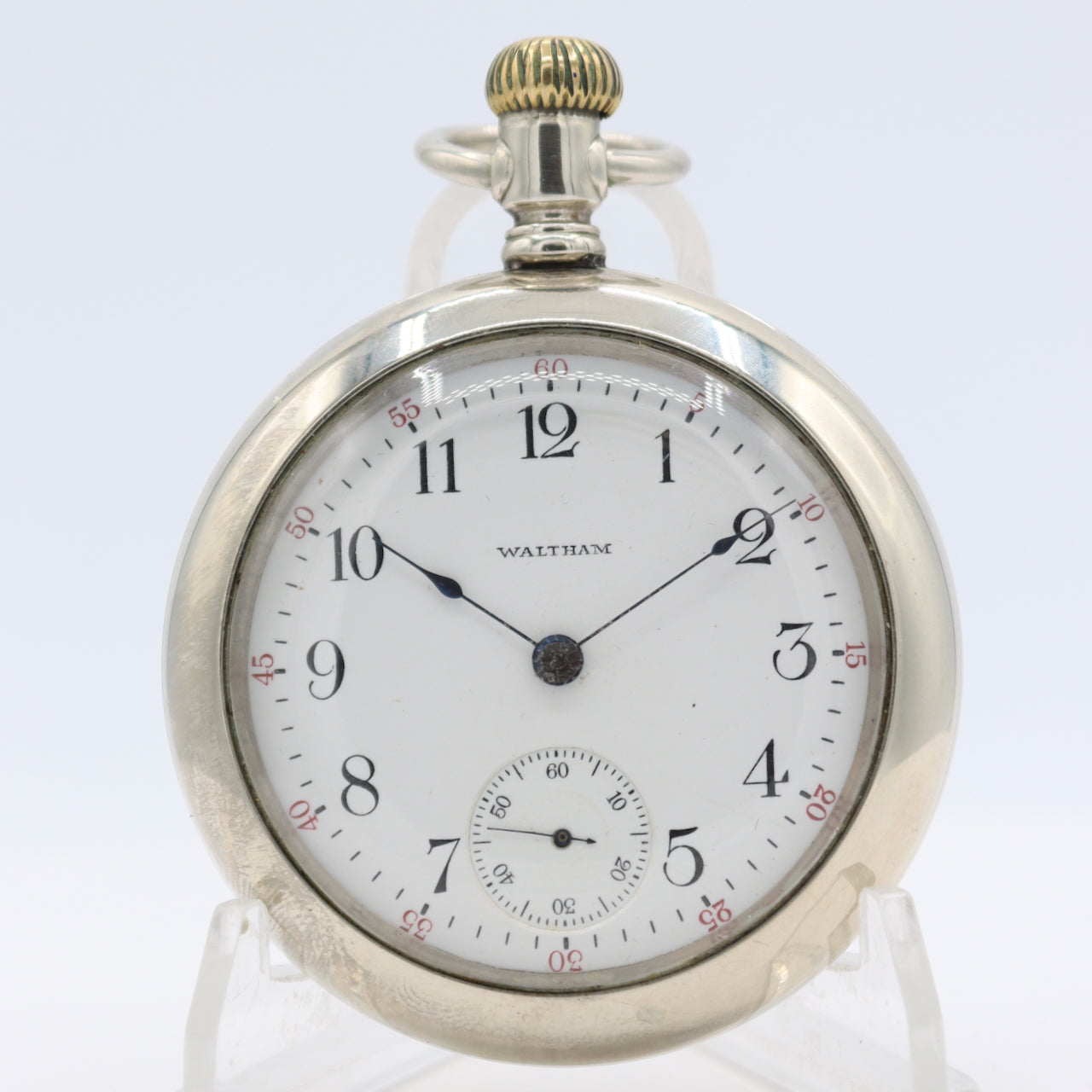 Antique 18s 1909 Waltham 7j Mechanical Pocket Watch 1 Nickel Silver USA
