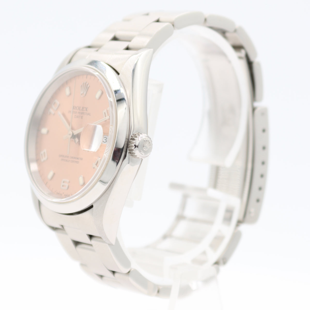 Vintage 34mm Rolex 15200 Date Salmon Explorer Dial Men's Automatic Wristwatch