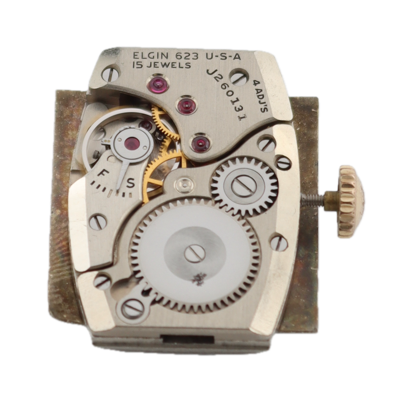 Vintage 1948 Elgin Rectangle Dress Men's Mechanical Wristwatch 623 USA 10k GF