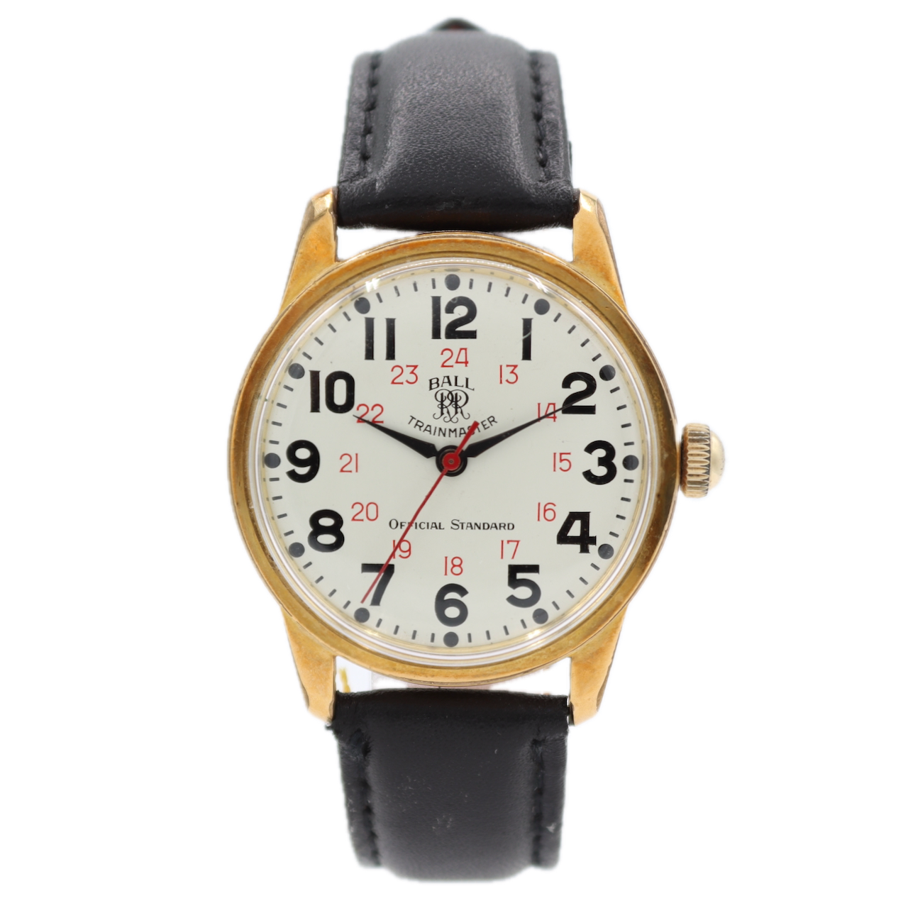 Vintage Ball Trainmaster Men's Automatic Wristwatch ETA.2821 Swiss Gold Tone