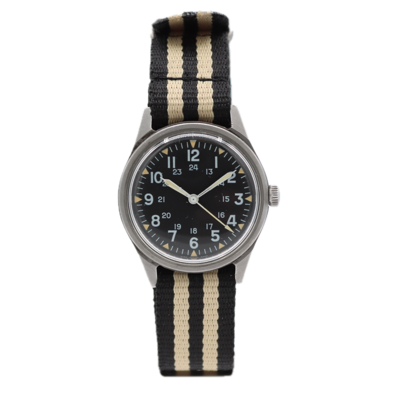 Vintage 1969 Benrus Military Style Men's Mechanical Wristwatch Swiss Steel