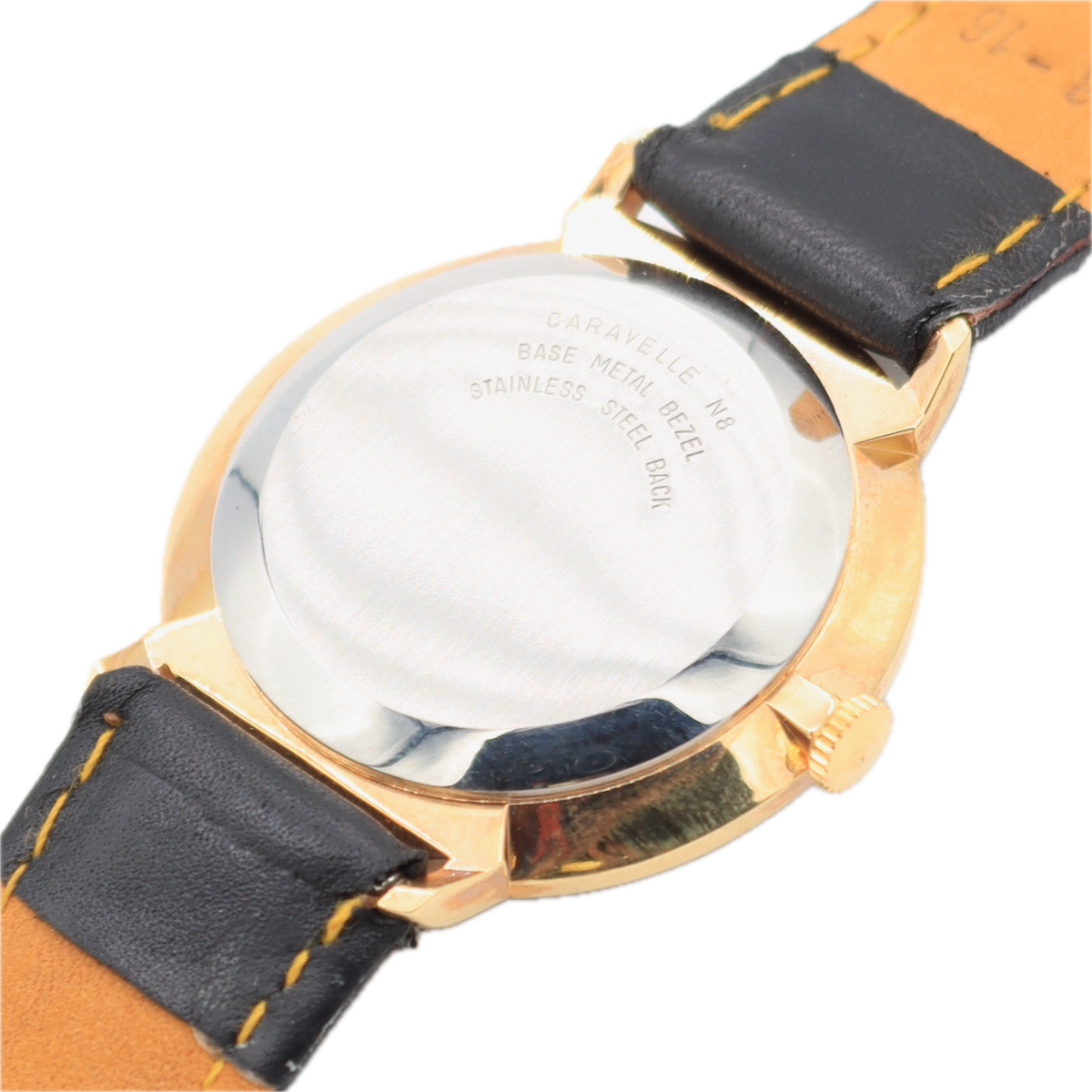 Vintage 34mm Caravelle 8225 Skeleton Dial Men's Wristwatch 1241.50 Gold Tone