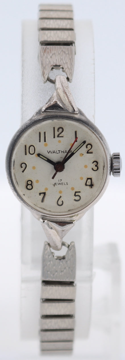 Vintage Waltham Cocktail 17 Jewel Ladies Mechanical Wristwatch Steel & Chrome