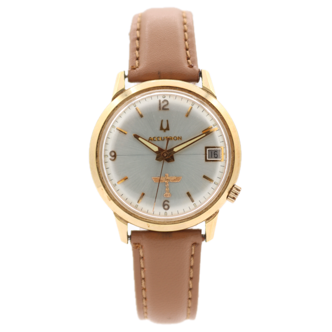 Vintage 34mm 1974 Accutron 2181 Boeing Award Men's Tuning Fork Wristwatch 10kRGP