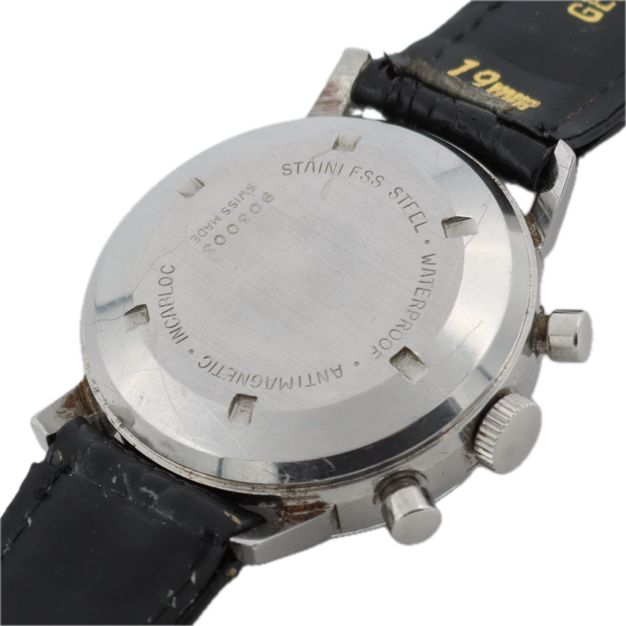 Vintage 35.5mm Bucherer Reverse Panda Dial Men's Chronograph Wristwatch Steel