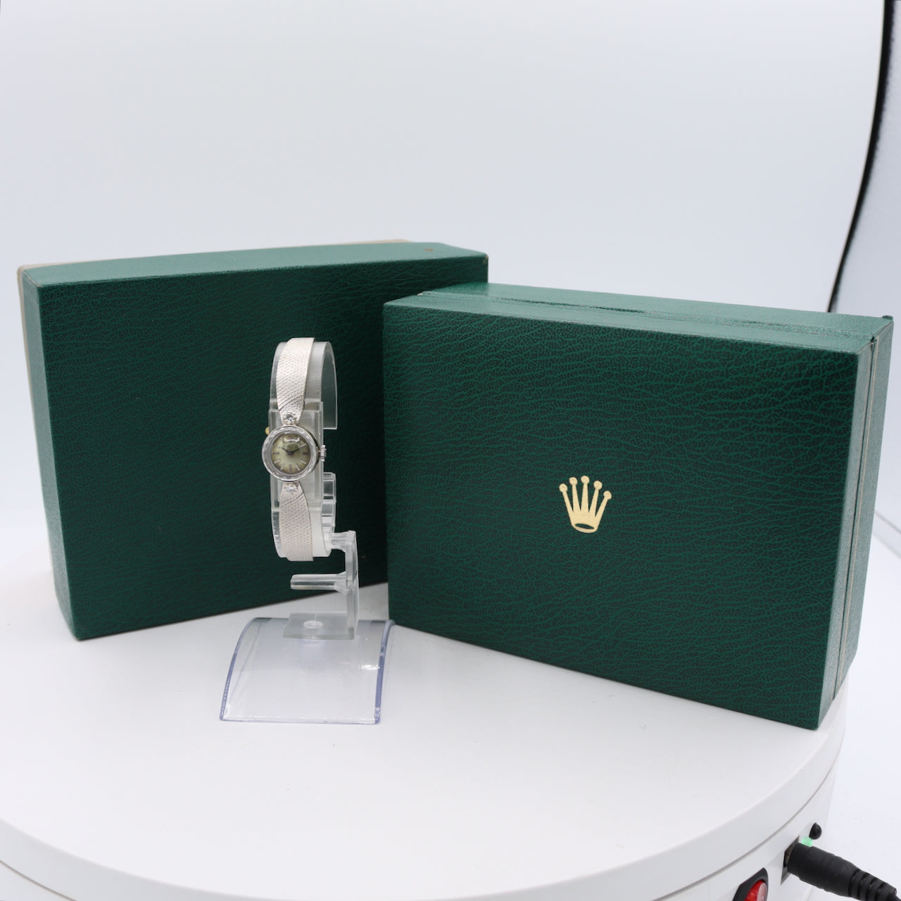 Vintage 15mm Rolex Diamonds Ladies Mechanical Wristwatch 14k White Gold W/Box