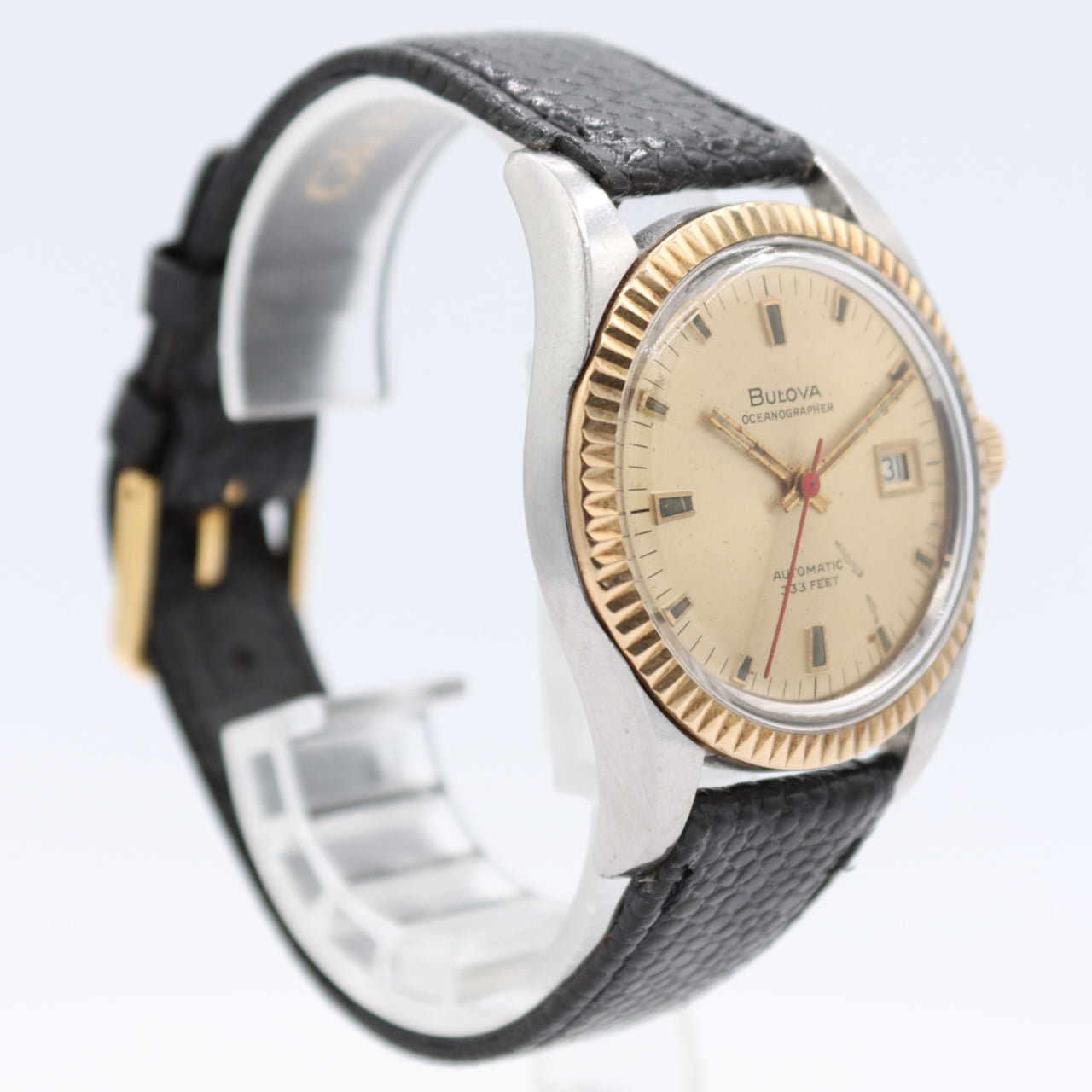 Vintage Bulova N-2892 Oceanographer Men's Automatic Wristwatch 10K Gold Bezel
