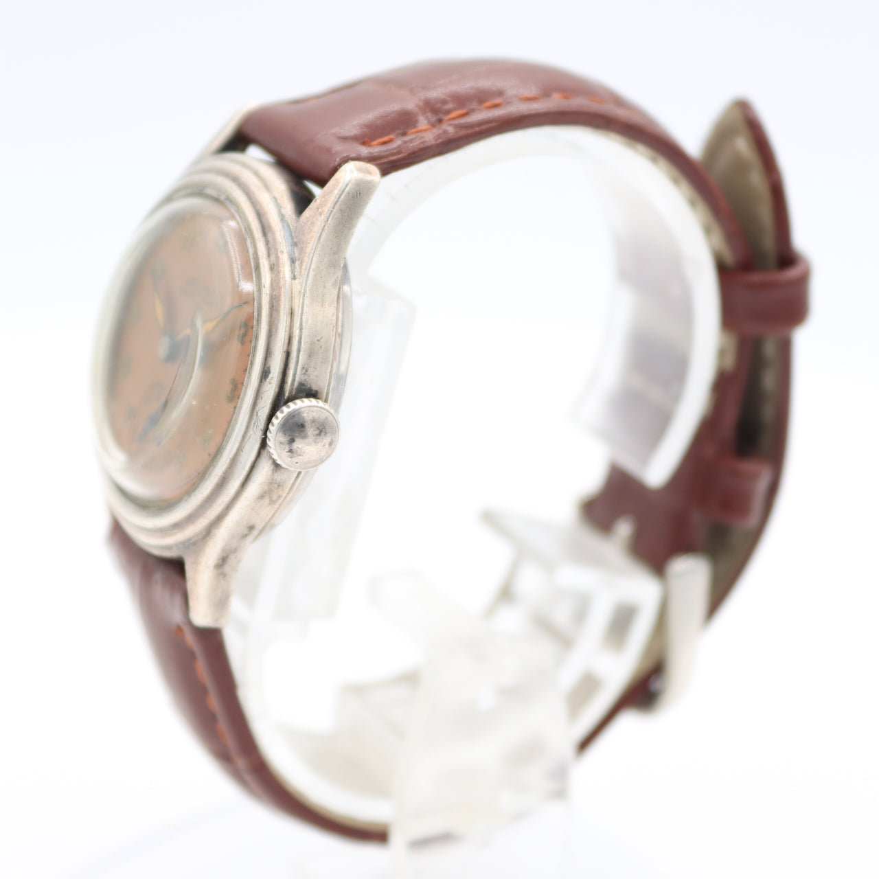 Vintage Pierce Copper Dial Men's Mechanical Wristwatch Swiss Sterling