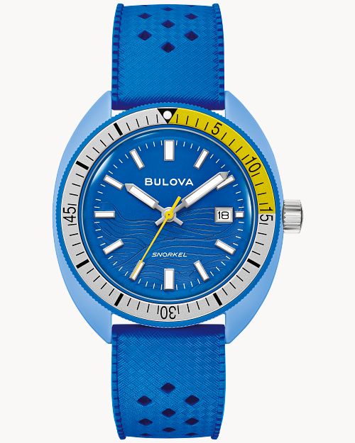 41mm Bulova 98B445 Oceanographer Snorkel Men's Quartz Wristwatch Blue Tang Fish