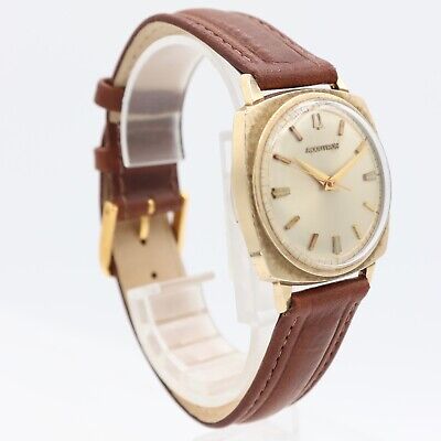 Vintage 33mm 1967 Bulova Linen Bezel Men's Tuning Fork Wristwatch 214 10k GF