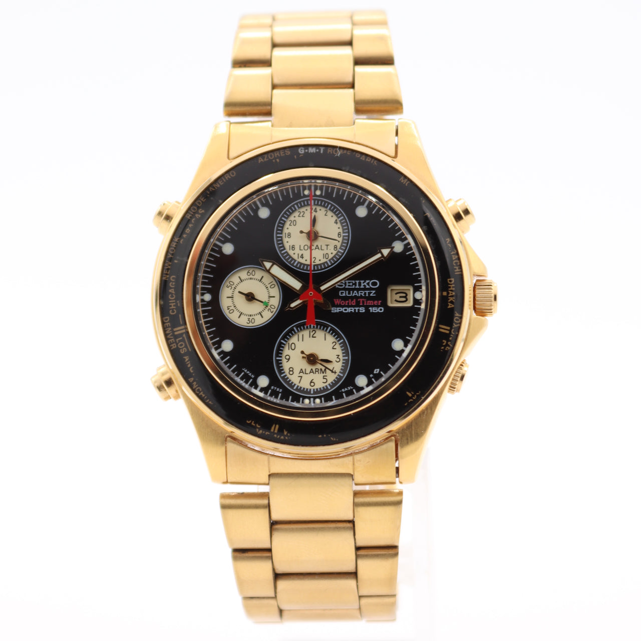 Seiko Silverware Sports 150 World Timer 5T52-6A40 1991