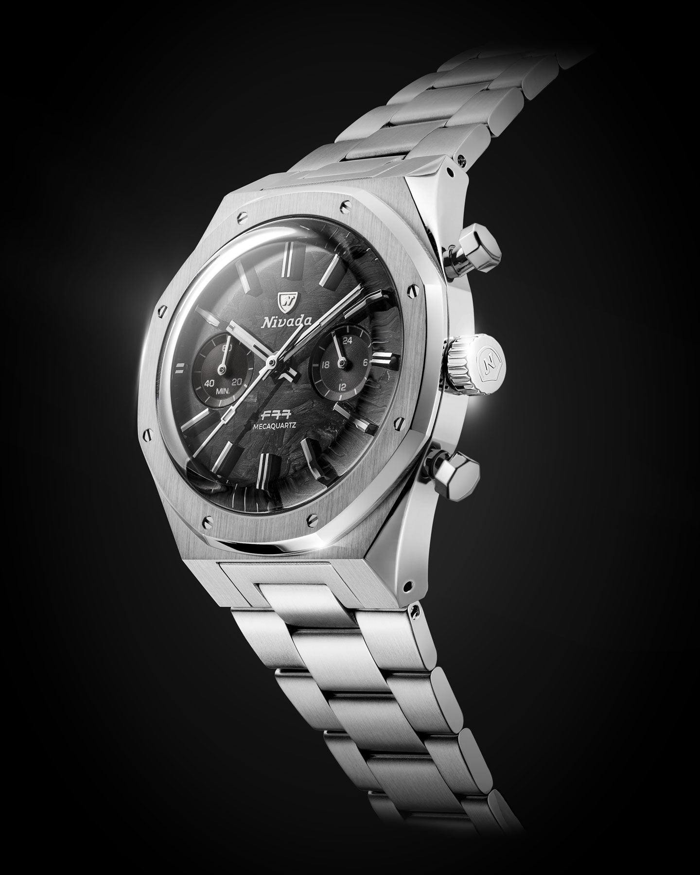 Nivada Grenchen F77 SST Chrono Mecaquartz Carbon MK2 -38mm 68002Q77
