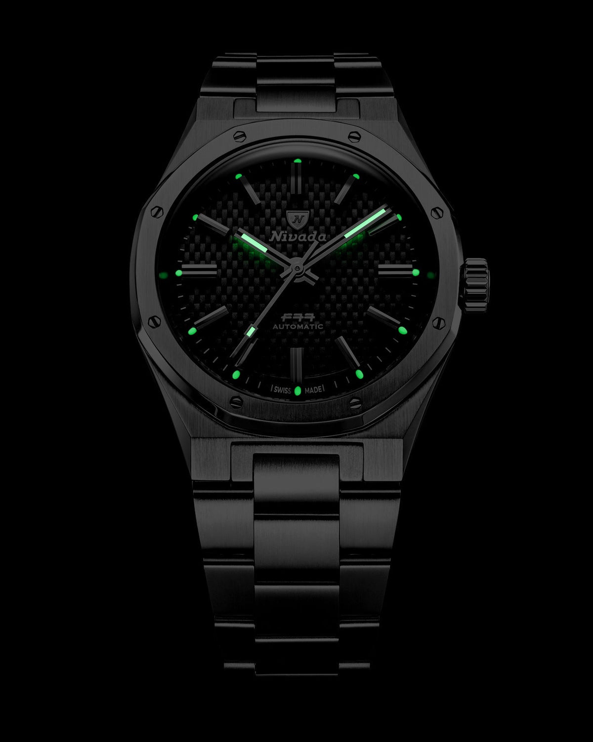 Nivada Grenchen F77 SST Black White Lume MK2 69011A77