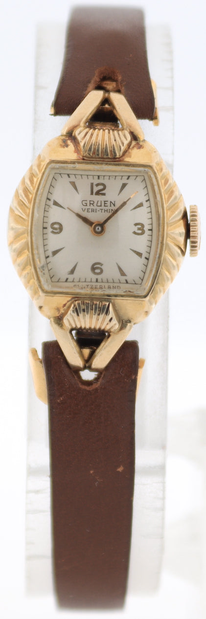 Vintage Gruen 215-727 Veri-thin Ladies Mechanical Wristwatch 215 Steel & 10k GF