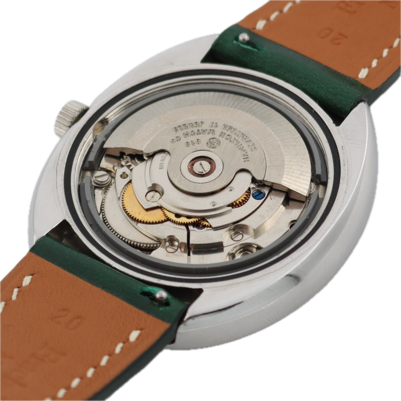 38mm Hamilton Green Dial Egg Case Men's Automatic Wristwatch 818 Swiss S.Steel