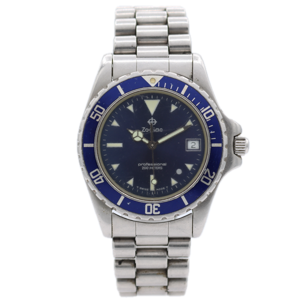 Zodiac 206.65.55 Professional Blue Men's Quartz Wristwatch ETA 955.112