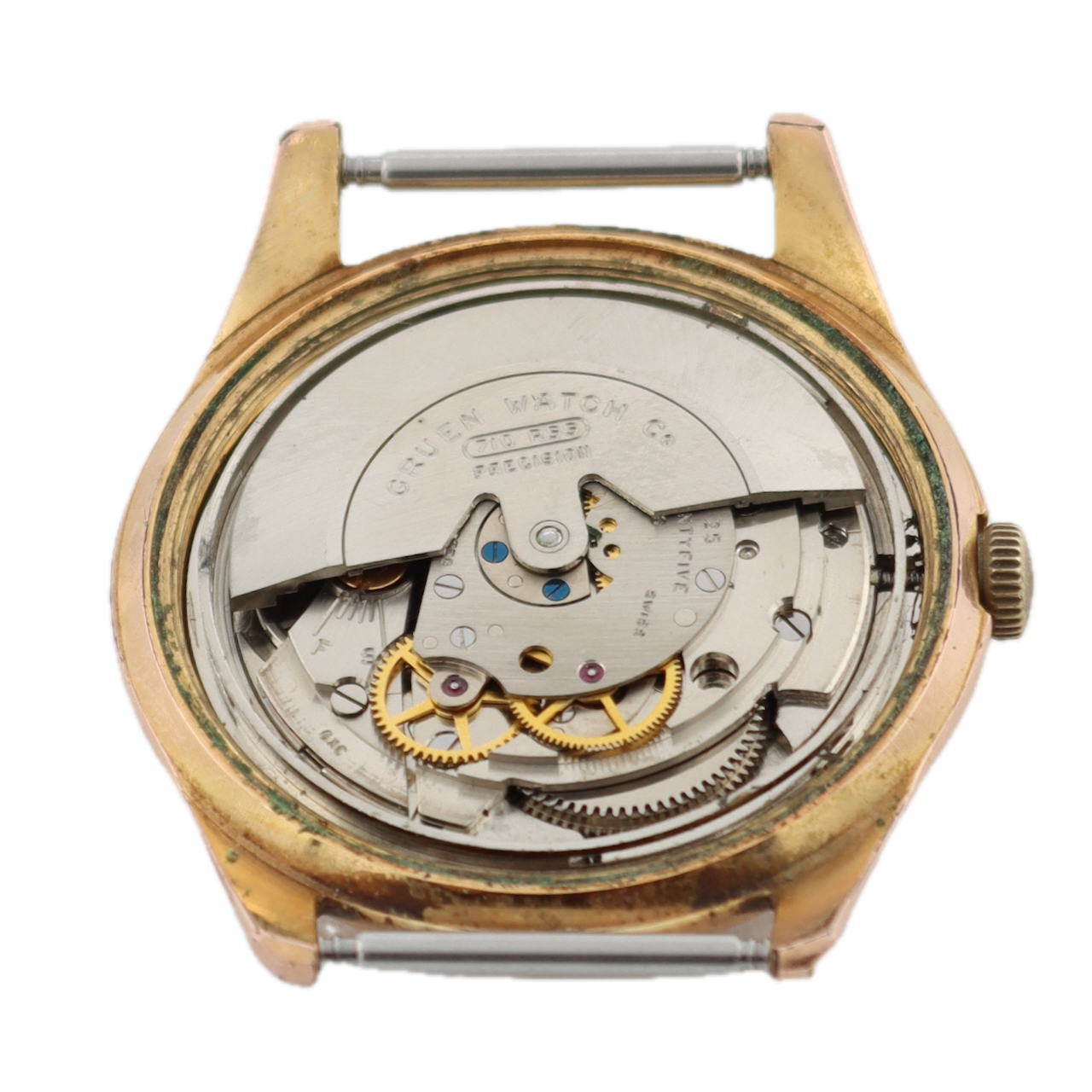 Vintage Gruen Silver Precision 25 Jewel Men's Automatic Wristwatch Gold Tone