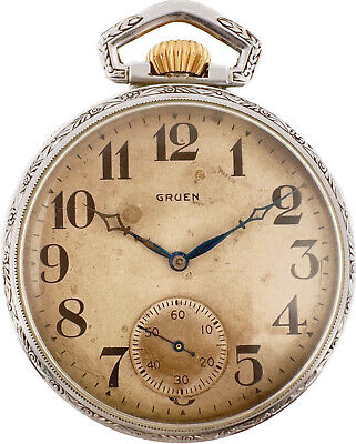 Antique Gruen 52 Extra 21 Jewel Pocket Watch High Grade w Mustache Regulator