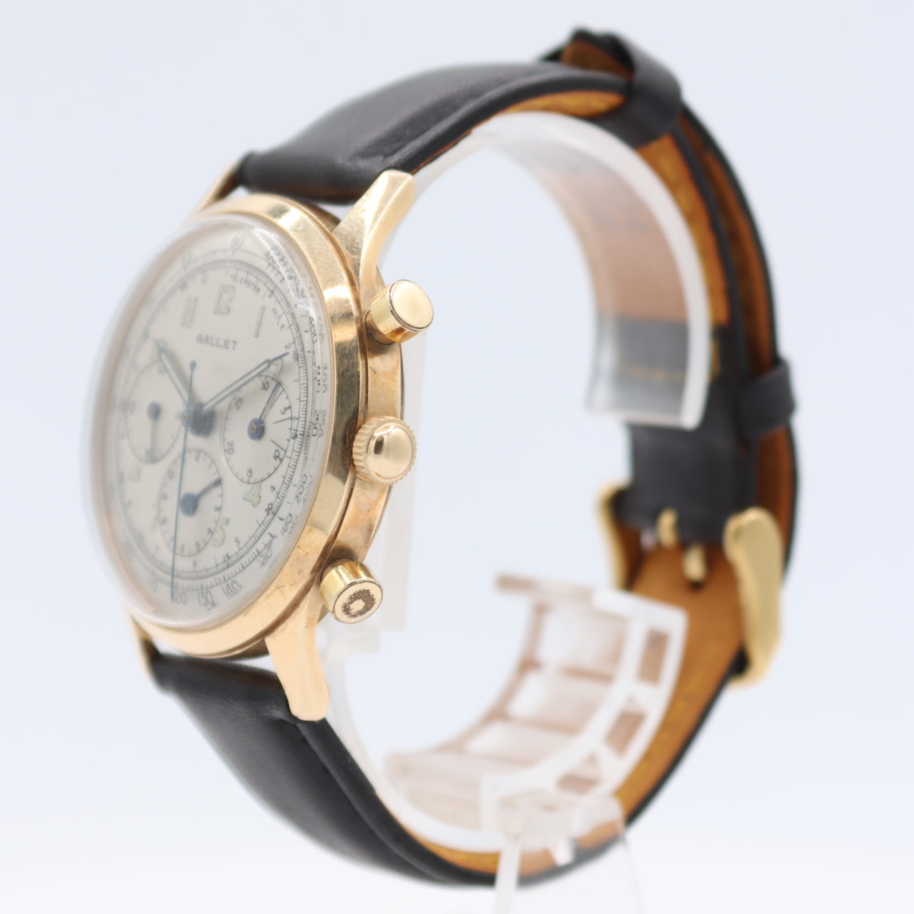 Vintage Gallet Multichron 17J Men's Chronograph Wristwatch EP 40 Swiss 14k Gold