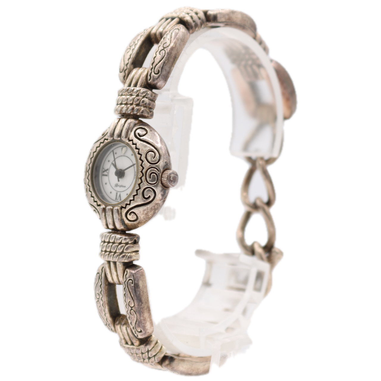 Vintage 23mm Brighton Berlin Ladies Quartz Wristwatch Silver Etched Scrollwork