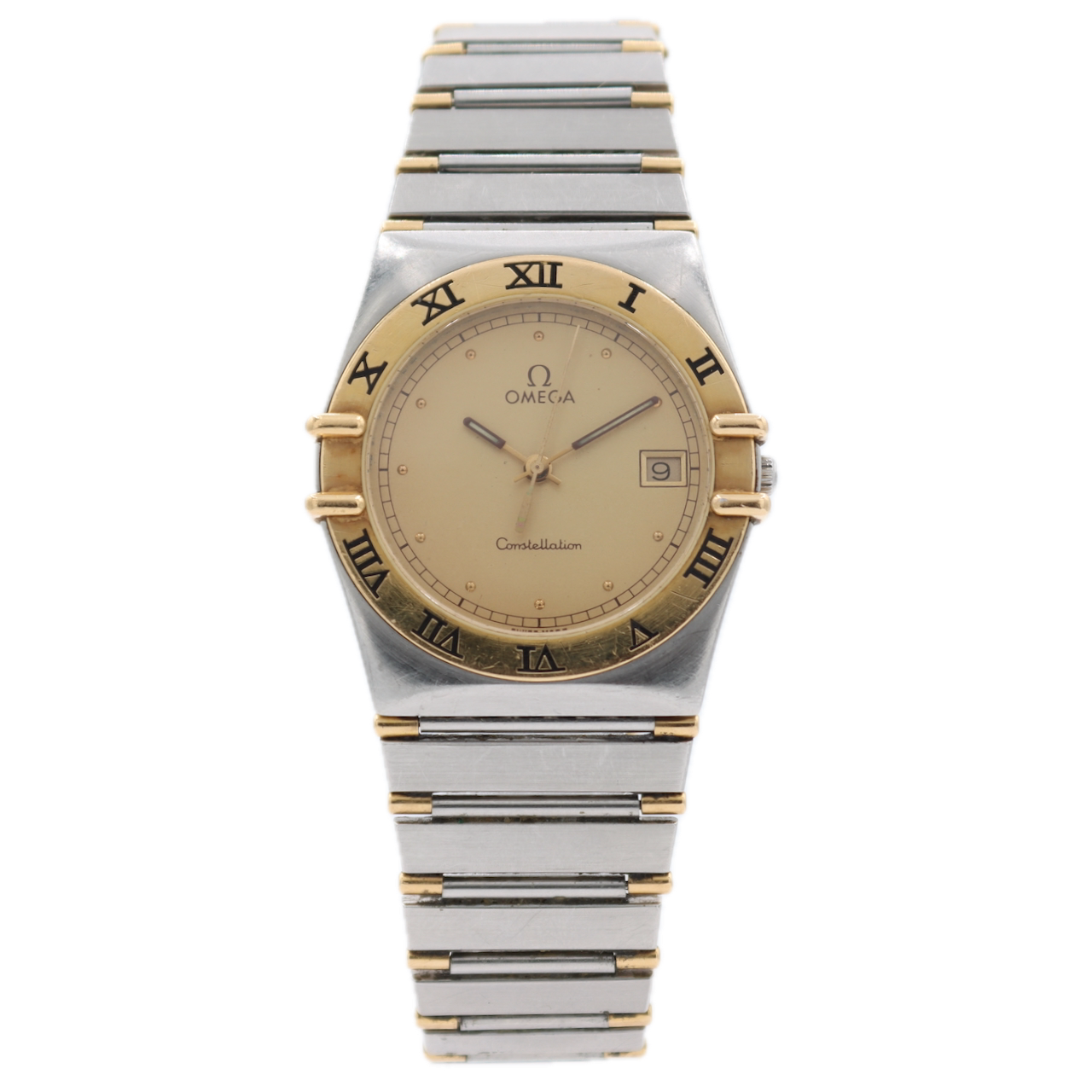Vintage Omega 396.1070/1080 Constellation Men's Quartz Wristwatch Swiss Two Tone
