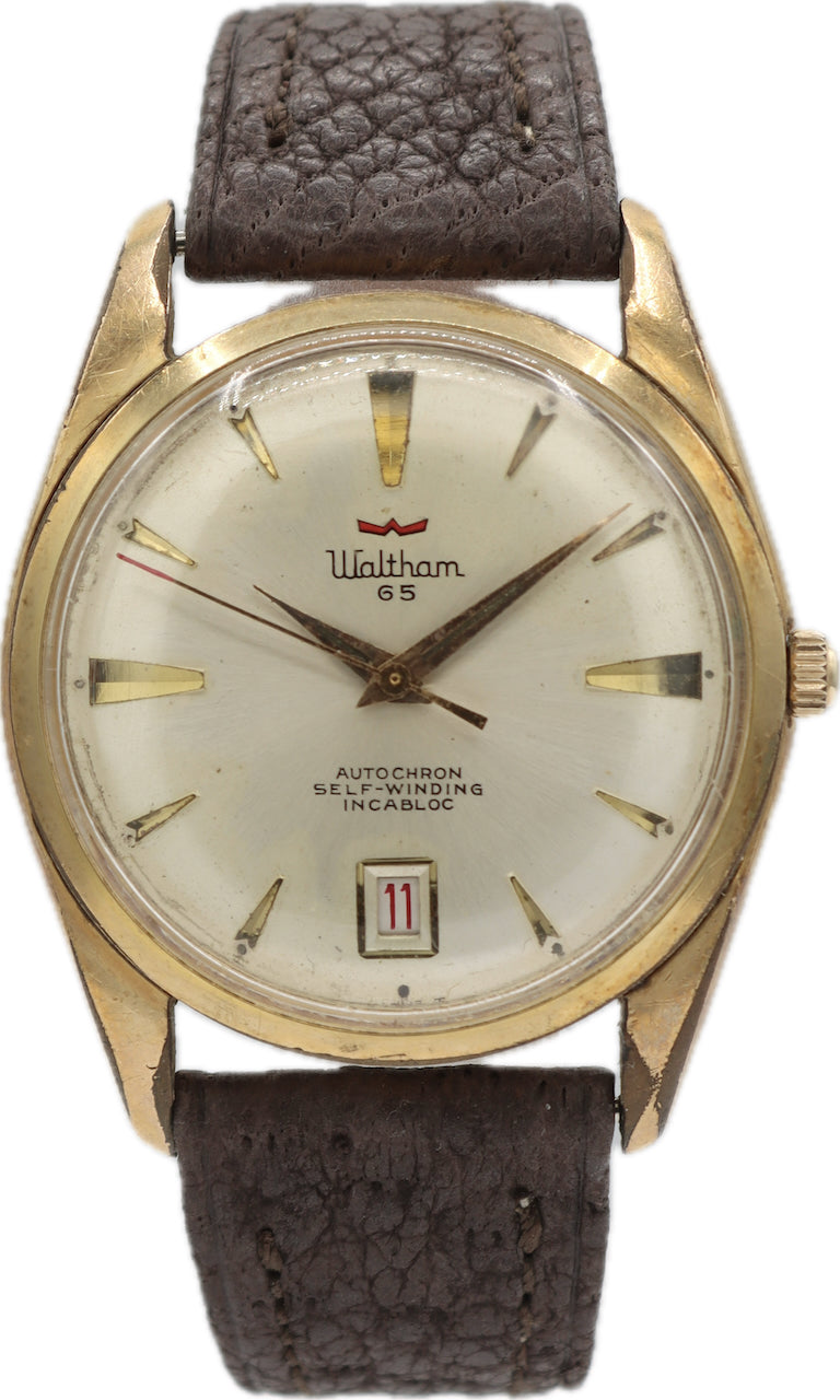 Vintage 36mm Waltham Auto-Chron Date 65 Jewel Men's Automatic Wristwat
