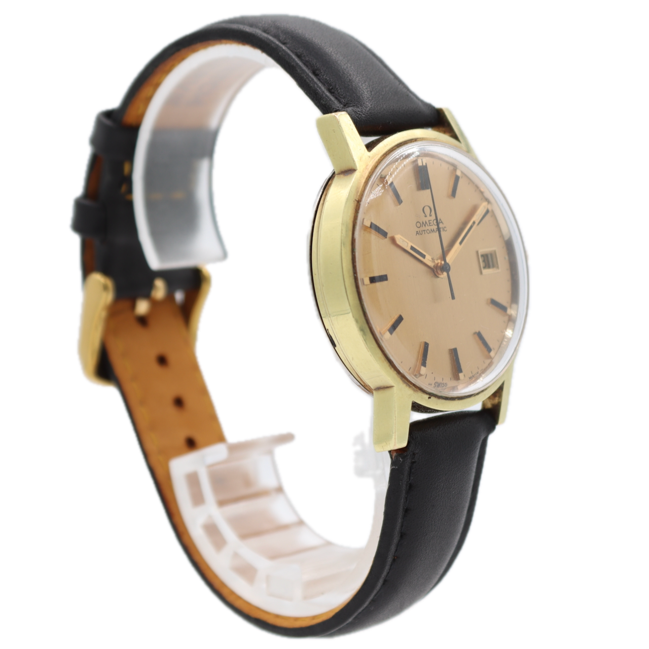 Vintage 35mm 1971 Omega Gold Date Men's Automatic Wristwatch Swiss Gold Plated