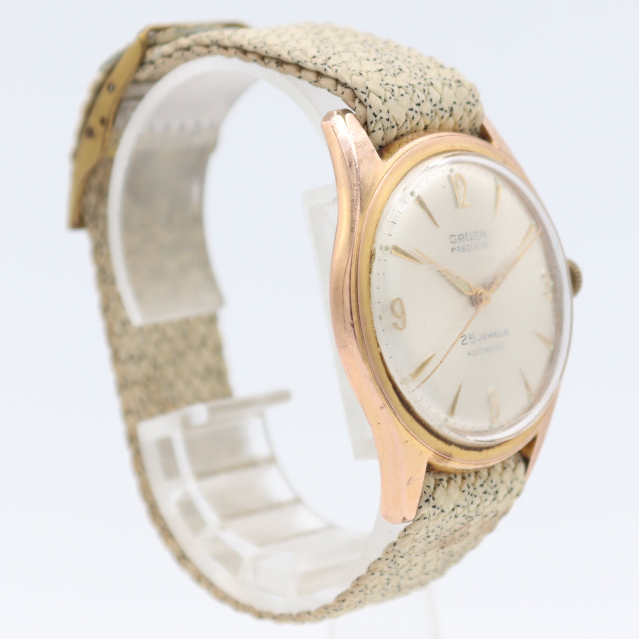 Vintage Gruen Silver Precision 25 Jewel Men's Automatic Wristwatch Gold Tone