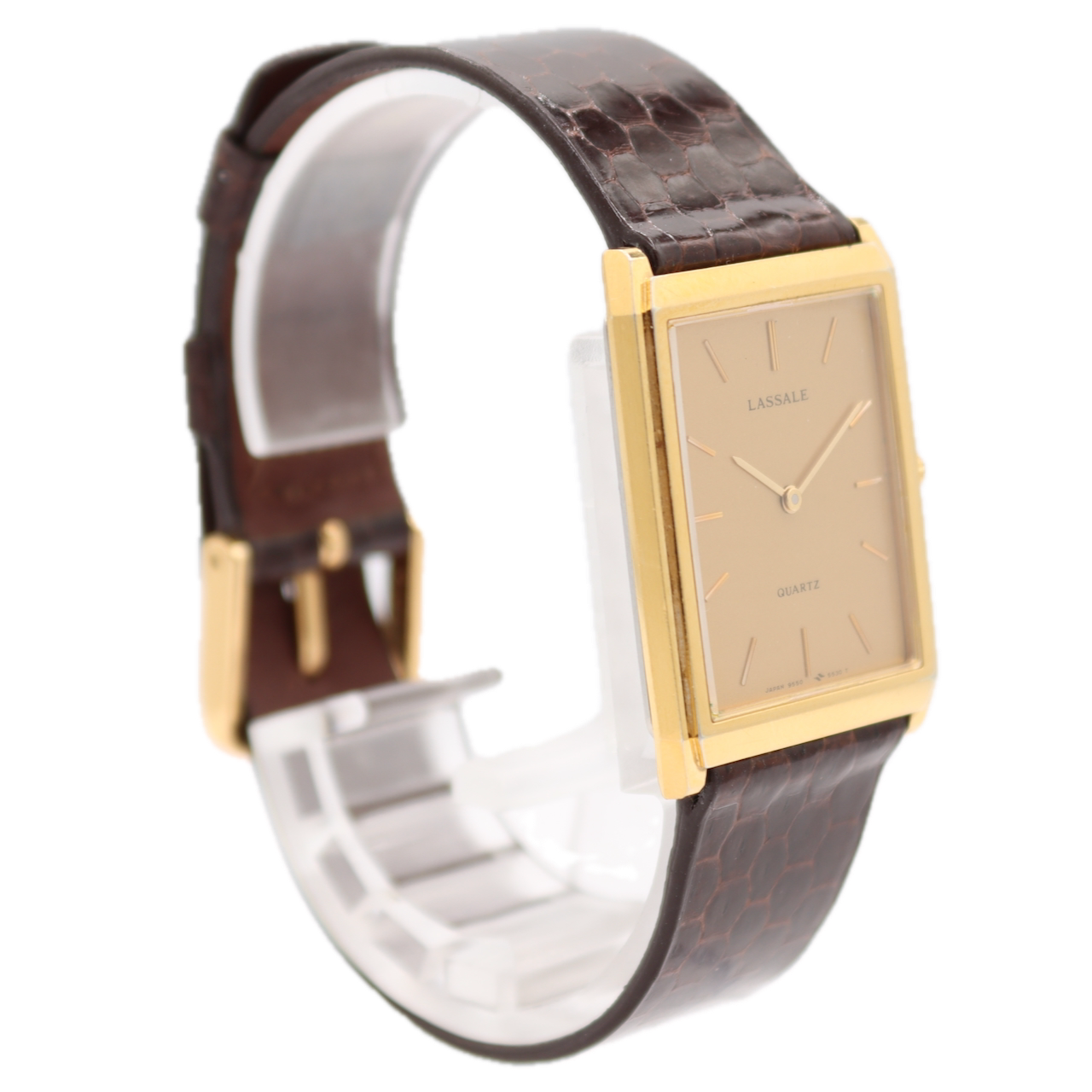 25mm Seiko 9550-5489 Lassale Men's Quartz Wristwatch Gold Tone Ultra-thin Tank