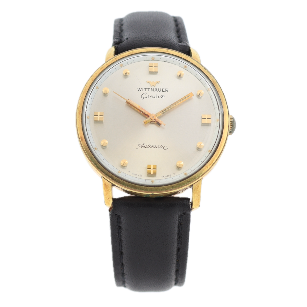 Vintage 34mm Wittnauer Men's Automatic Wristwatch Swiss Gold Tone Running