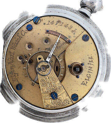 Antique 18 Size Elgin 11 Jewel Key Wind Hunter Pocket Watch Grade 13 Coin Silver