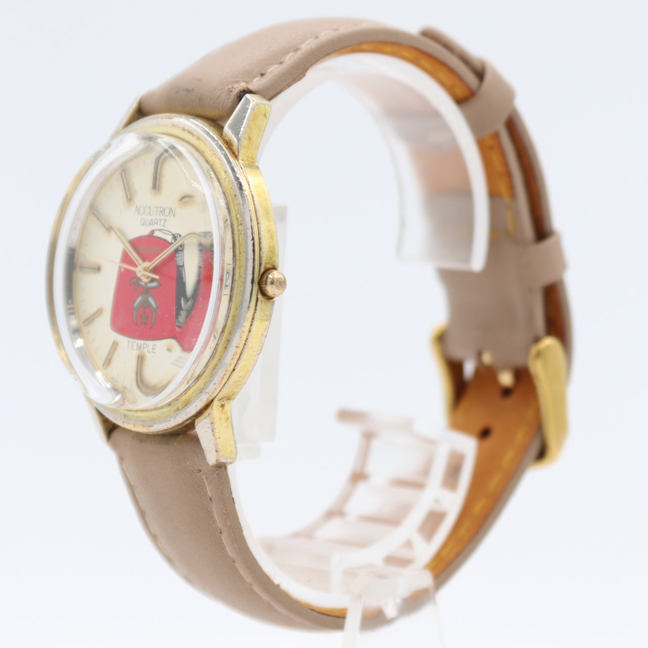 1989 Accutron 92572T Midian Temple Men's Quartz Wristwatch Swiss Gold Tone Date