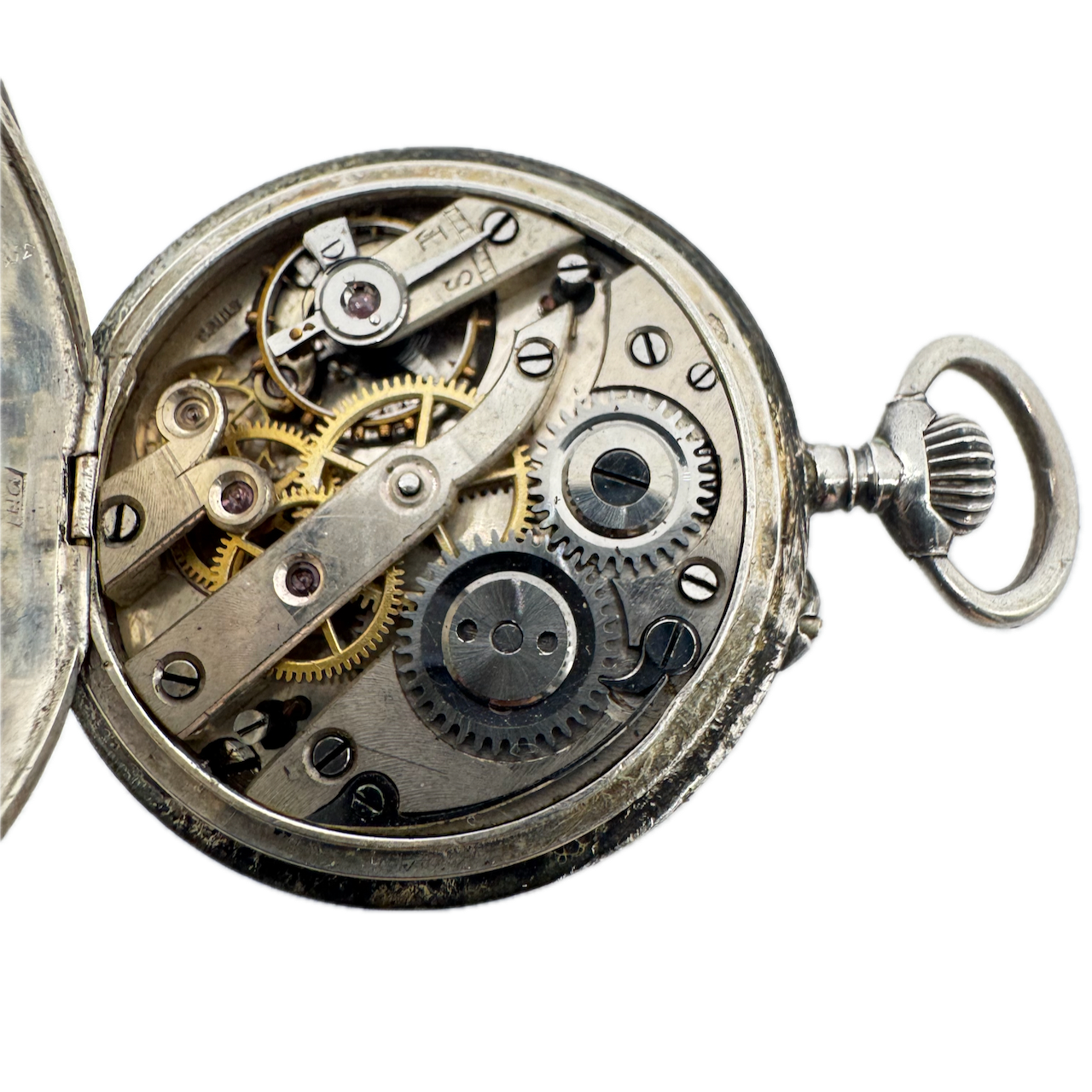 Antique Unbranded Mechanical Pin Set Pocket Watch Sterling Silver Swiss Made