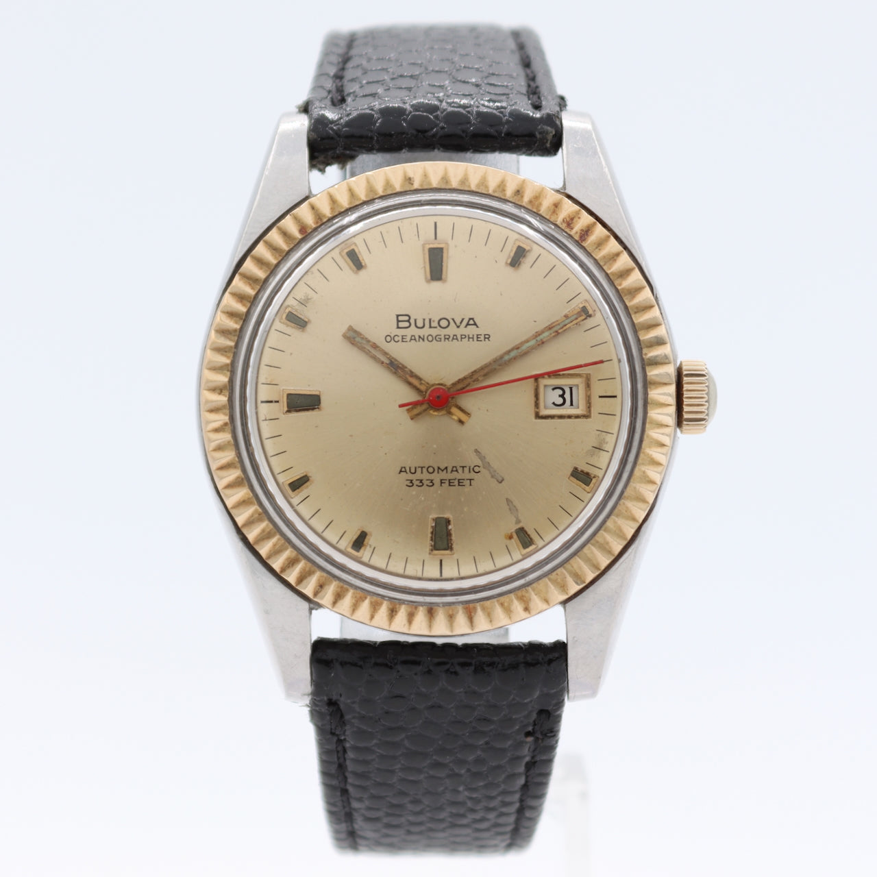 Vintage Bulova N-2892 Oceanographer Men's Automatic Wristwatch 10K Gold Bezel