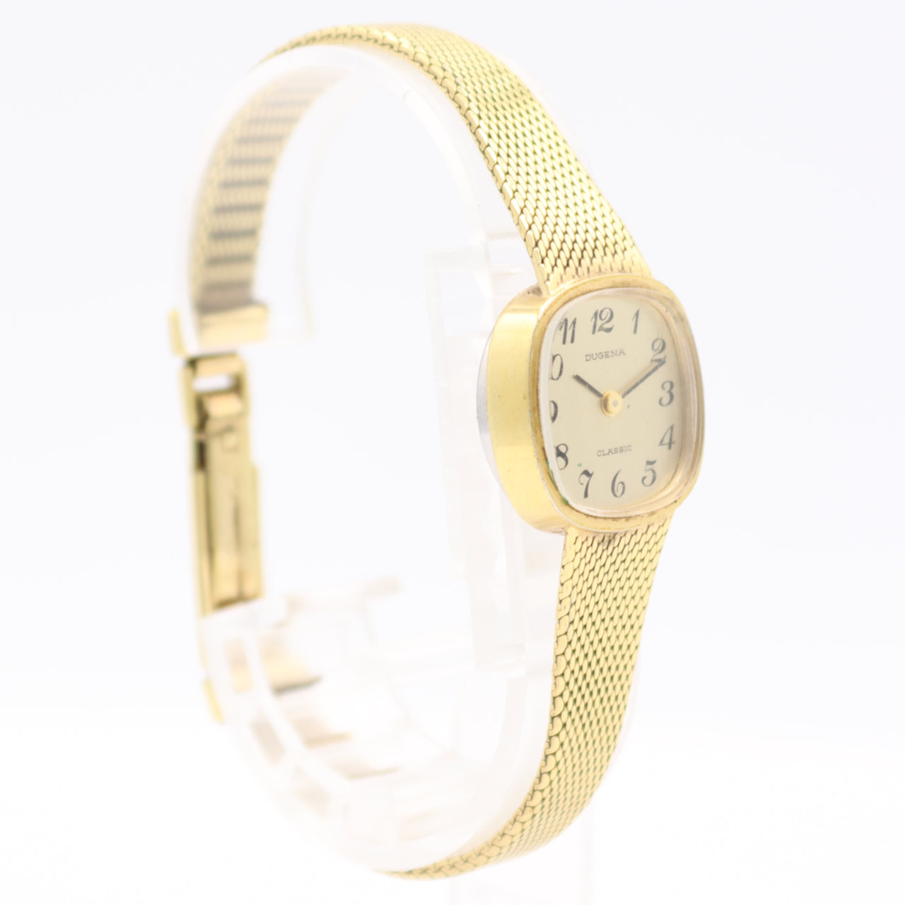 Vintage 20.5mm Dugena Classic Ladies Mechanical Wristwatch Germany Gold Tone