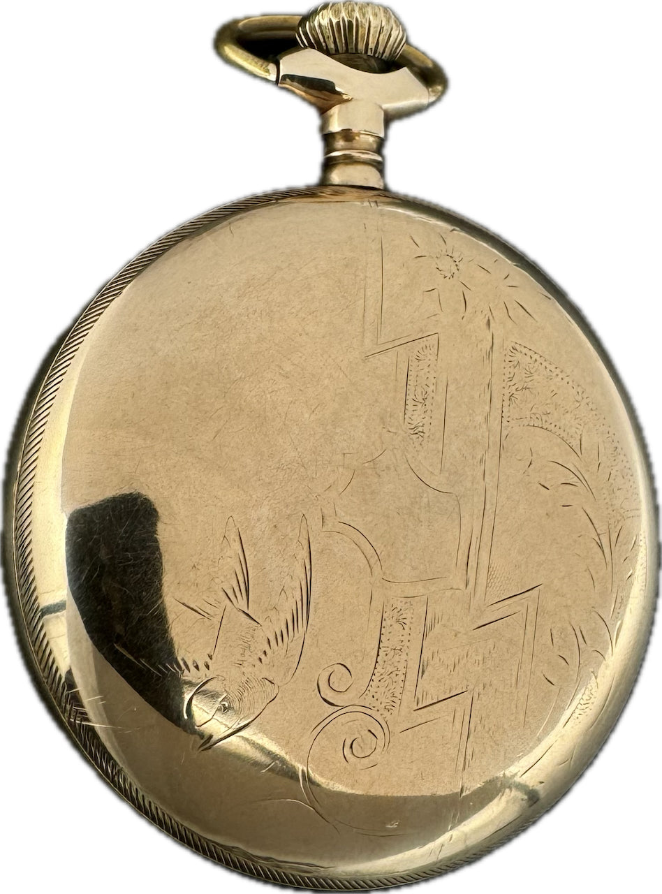 Antique 18S Illinois Krause Two Tone Checkerboard Pocket Watch 65 Gold Filled