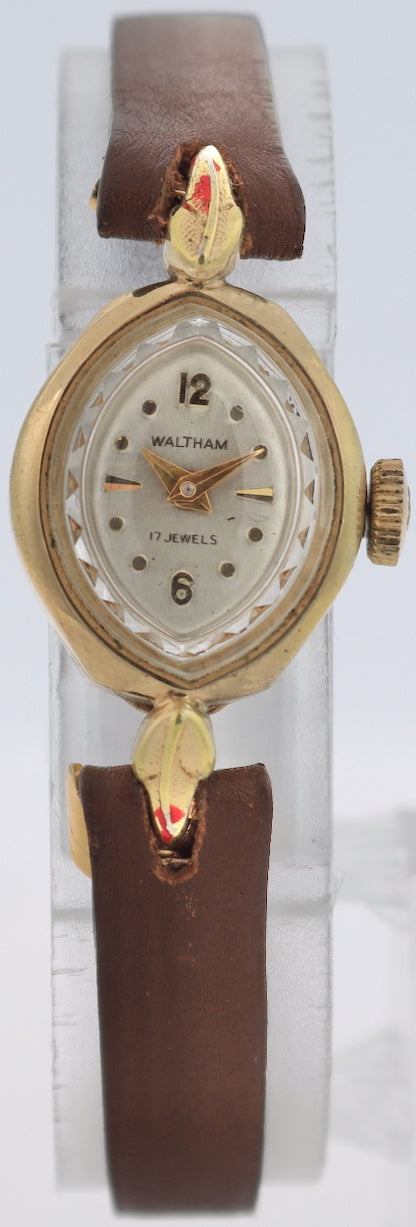 Vintage Waltham Faceted Cocktail Ladies Mechanical Wristwatch 89-21 Gold Tone
