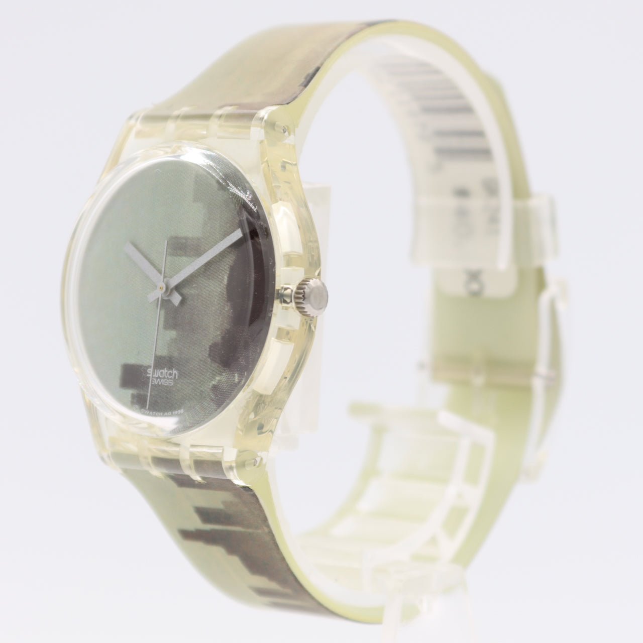 34mm 1997 Swatch GK241 Oxygen Men's Quartz Wristwatch Swiss City Skyline W/Case