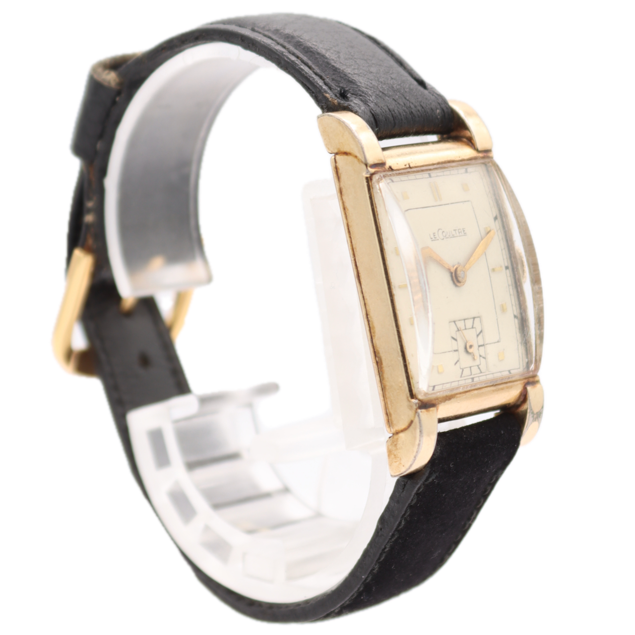 Vintage 20mm 1947 LeCoultre Tank Style Men's Mechanical Wristwatch Swiss 10k GF