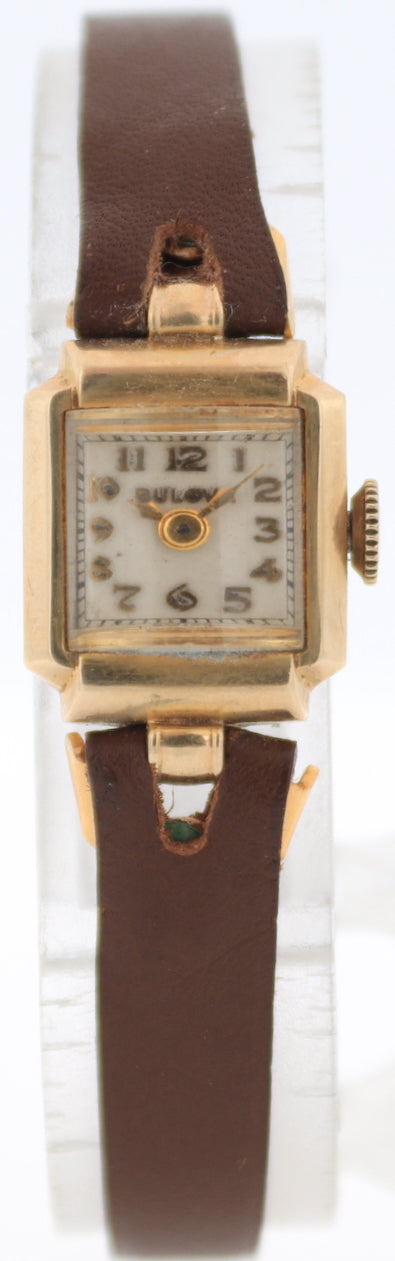 Vintage Bulova Dress Ladies Mechanical Wristwatch 5 AB Swiss 10k Gold Filled