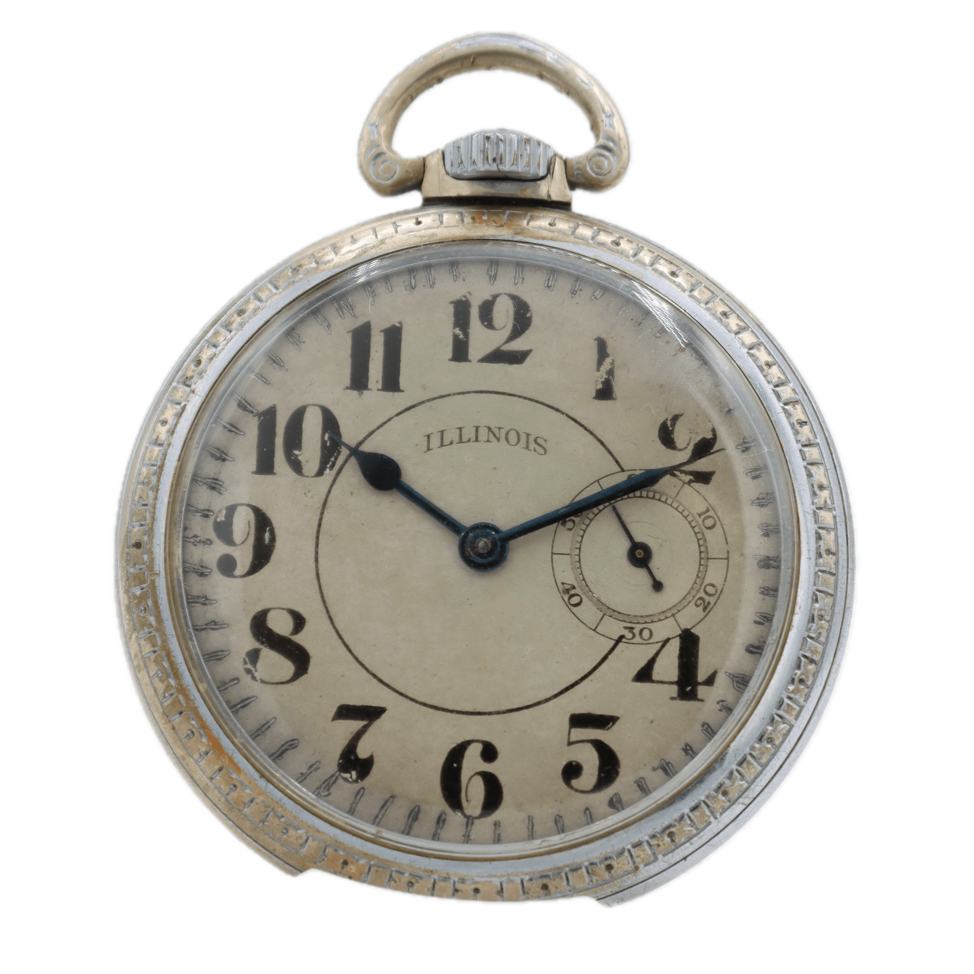 Antique 18s Illinois 4 15 Jewel Mechanical Pocket Watch 173 Chrome Plated USA
