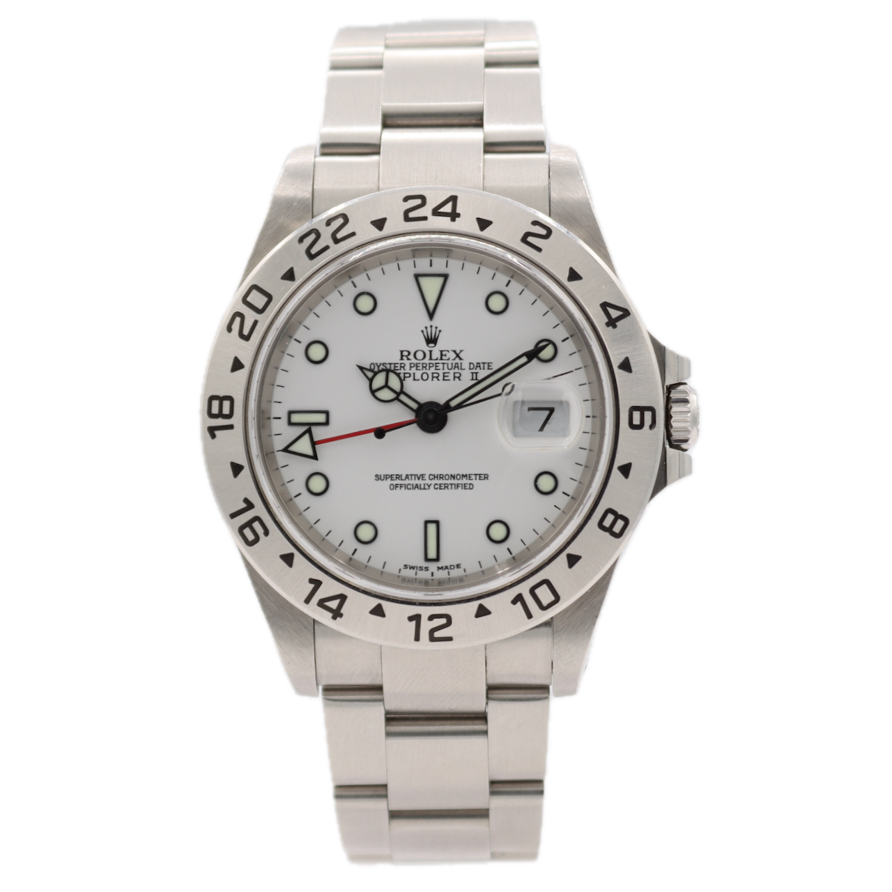2002 Rolex 16570 Explorer II Men's Automatic Wristwatch Steel Polar GMT W/ Kit