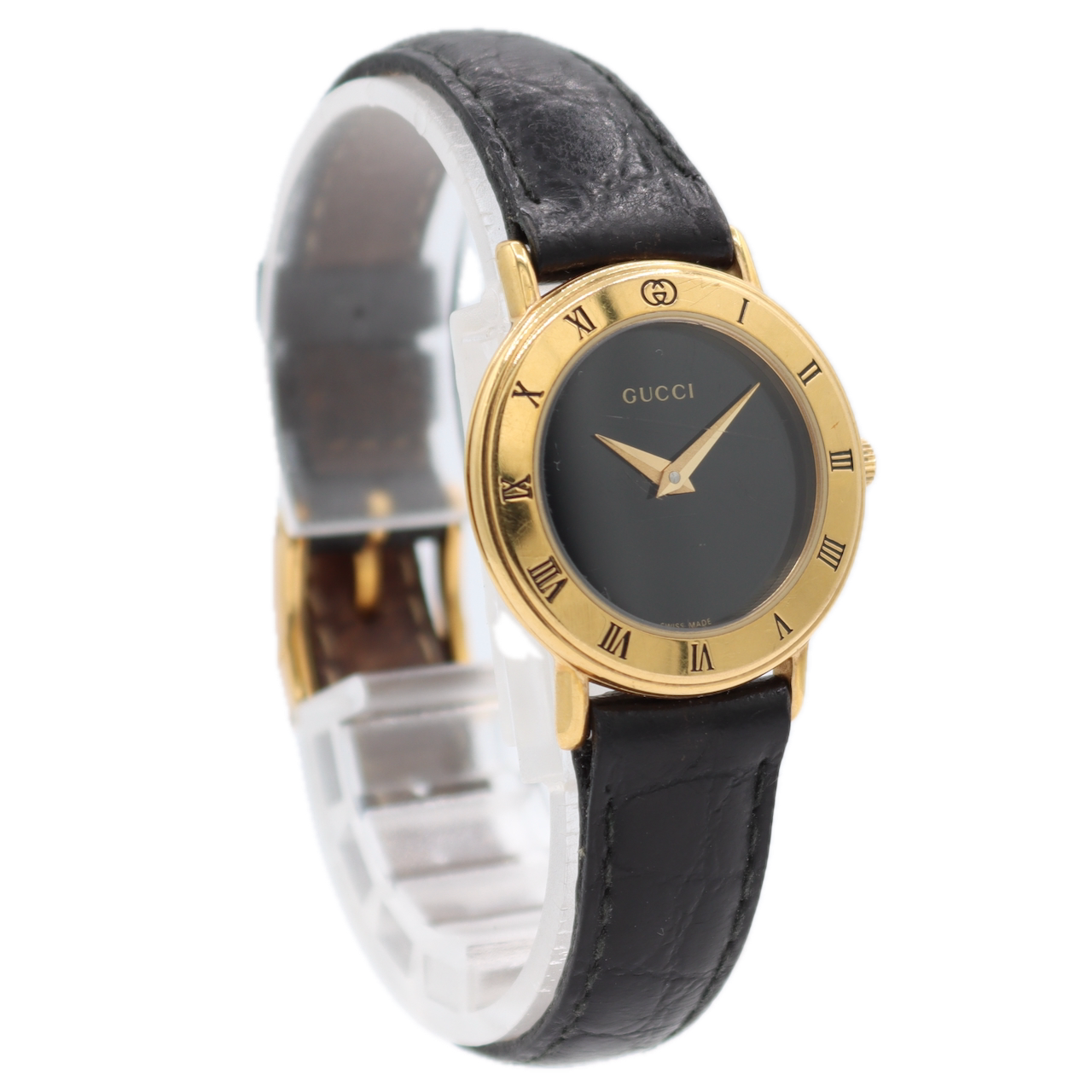 25.5mm Gucci 3000.2.L Roman Numeral Ladies Quartz Wristwatch Swiss Gold Plated