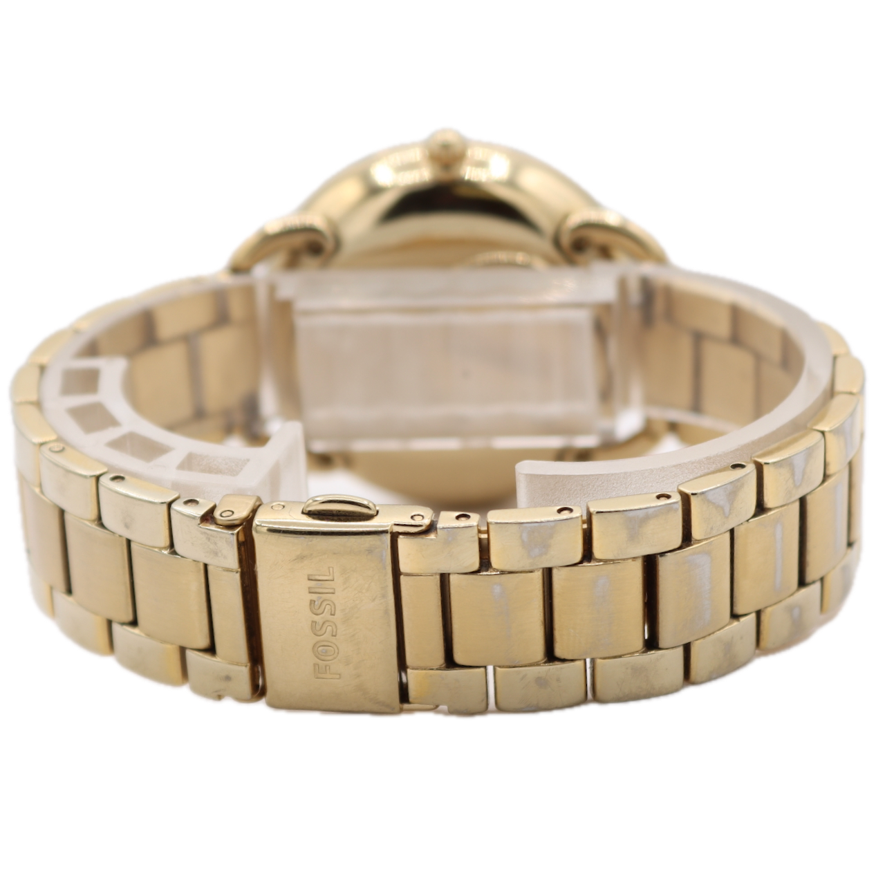 34mm Fossil ES4263 Tailor Gold Ladies Quartz Wristwatch Gold Tone Crystal Bezel