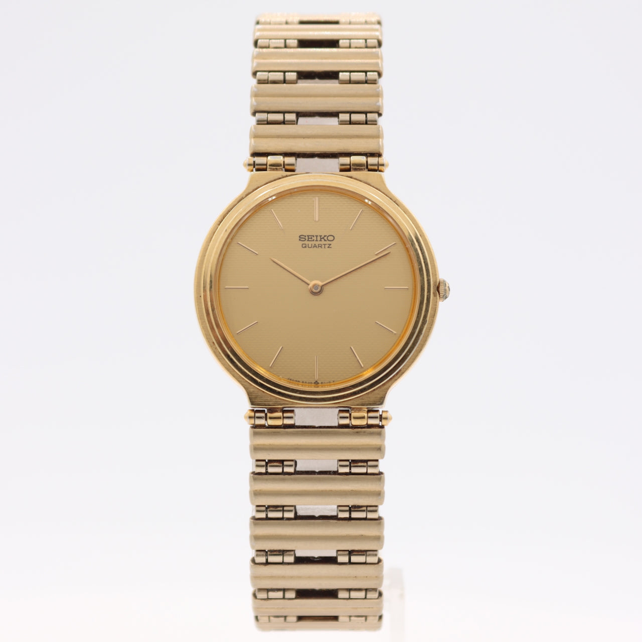 31mm Seiko 5P30-6B89 Honeycomb Dial Men's Quartz Wristwatch Japan Gold Tone