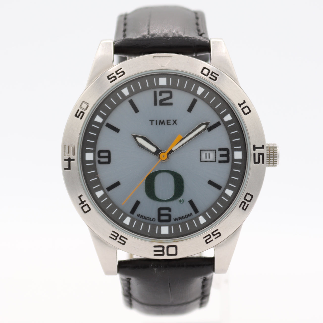 42mm Timex Indiglo WR50M Men's Quartz Wristwatch Steel University of Oregon