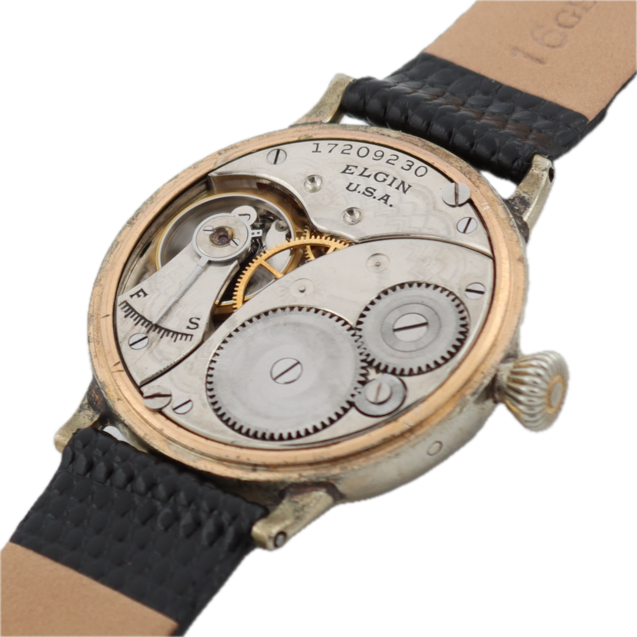 Antique 1919 Elgin WW1 Military Trench 7J Men's Mechanical Wristwatch 320 USA